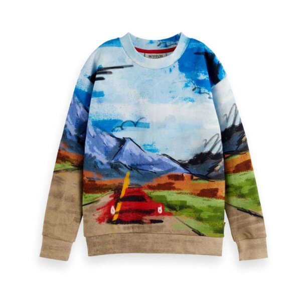 Scotch & Soda Road Print Placed Artwork Sweatshirt - 6 Yrs